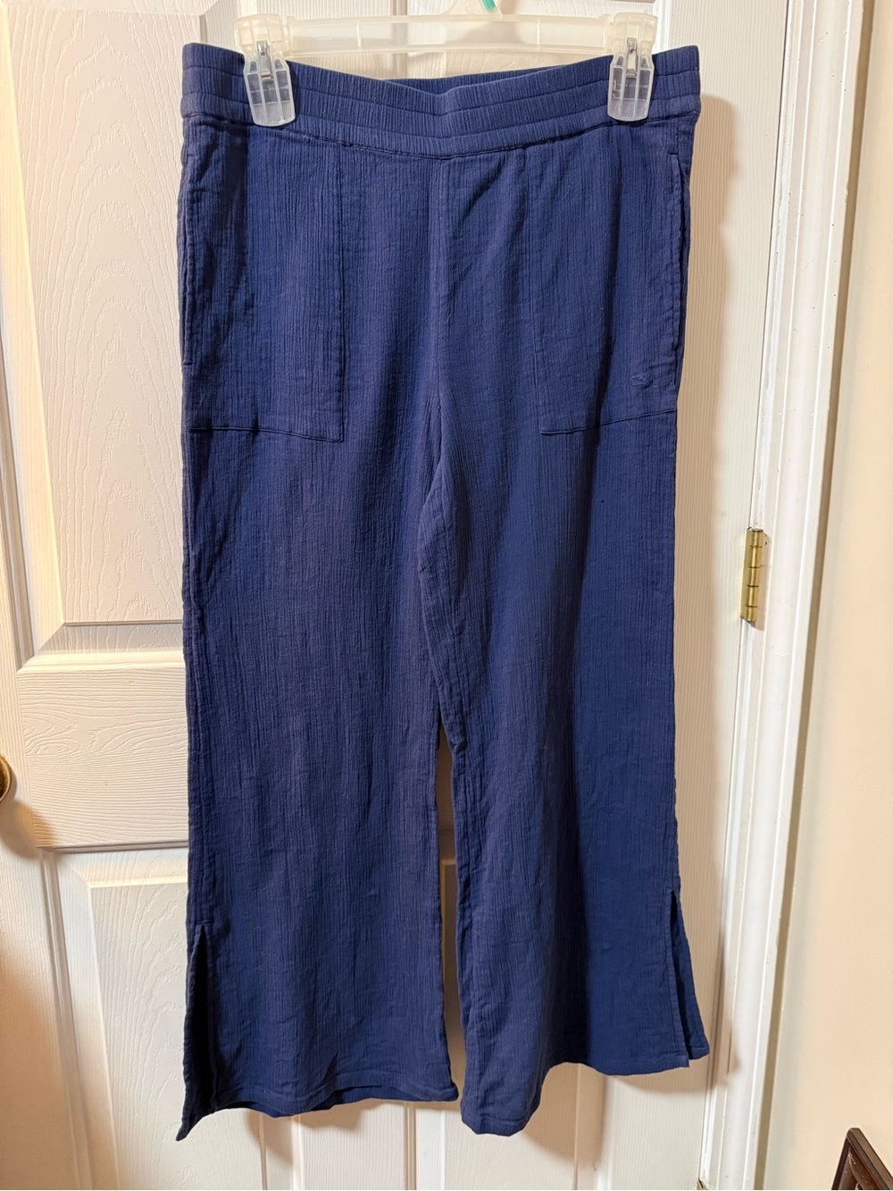 Vineyard Vines Navy Cotton Double Gauze Wide Leg Pants L